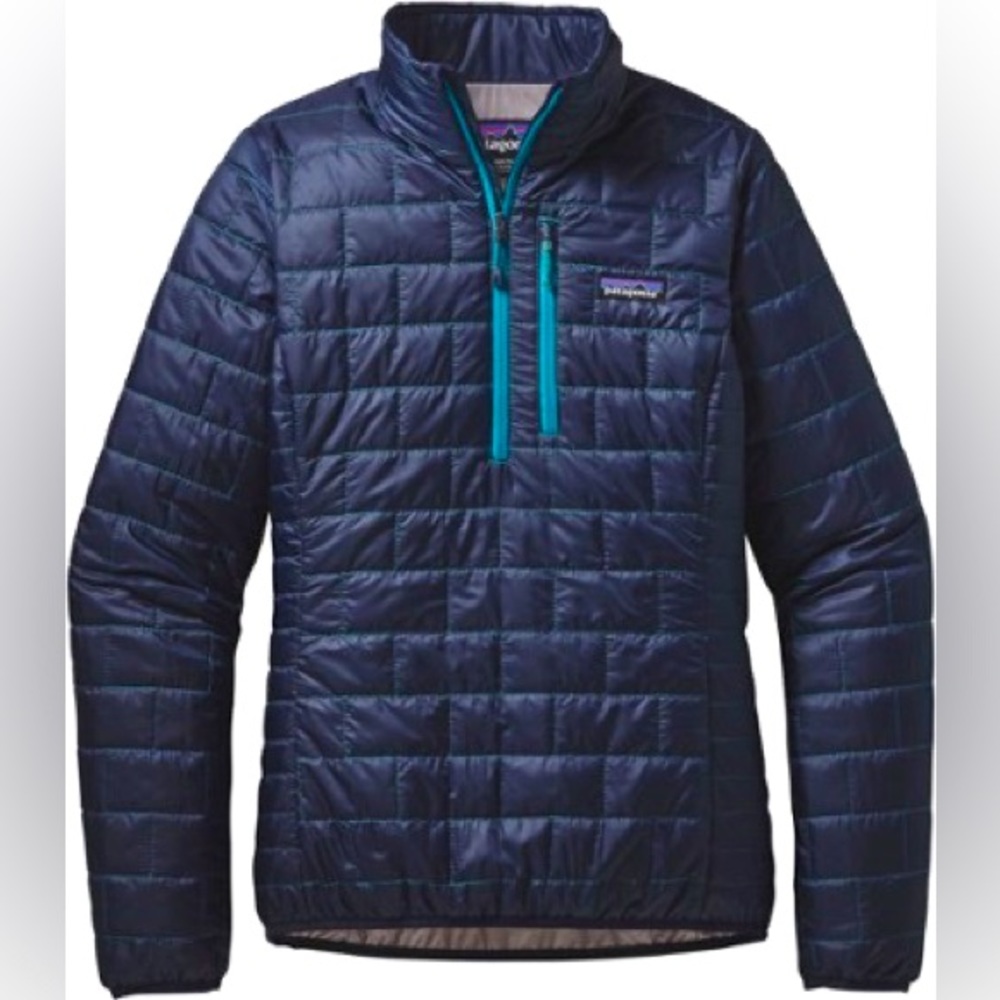 Patagonia Nano Puff Quarter Zip Pullover Navy Teal Turquoise Blue XS
